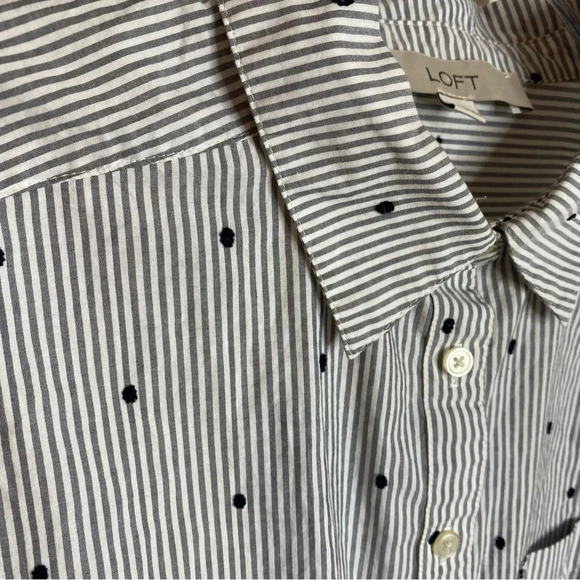 LOFT Clip Dot pin Stripe Long Sleeve Button Up Blouse XS - Picture 6 of 10